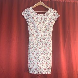 Forever21 white floral lace form fitting dress